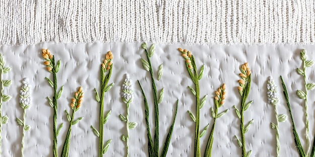 zestaw trzech haftowanych próbek